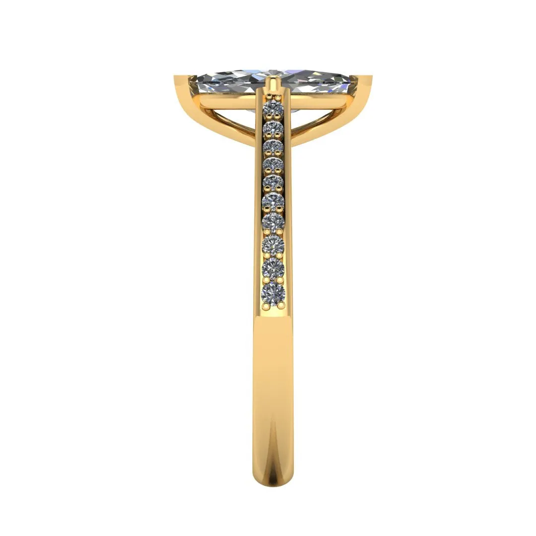 "Zora" Marquise Cut Diamond Grain Set Diamond Engagement Ring DSMC03