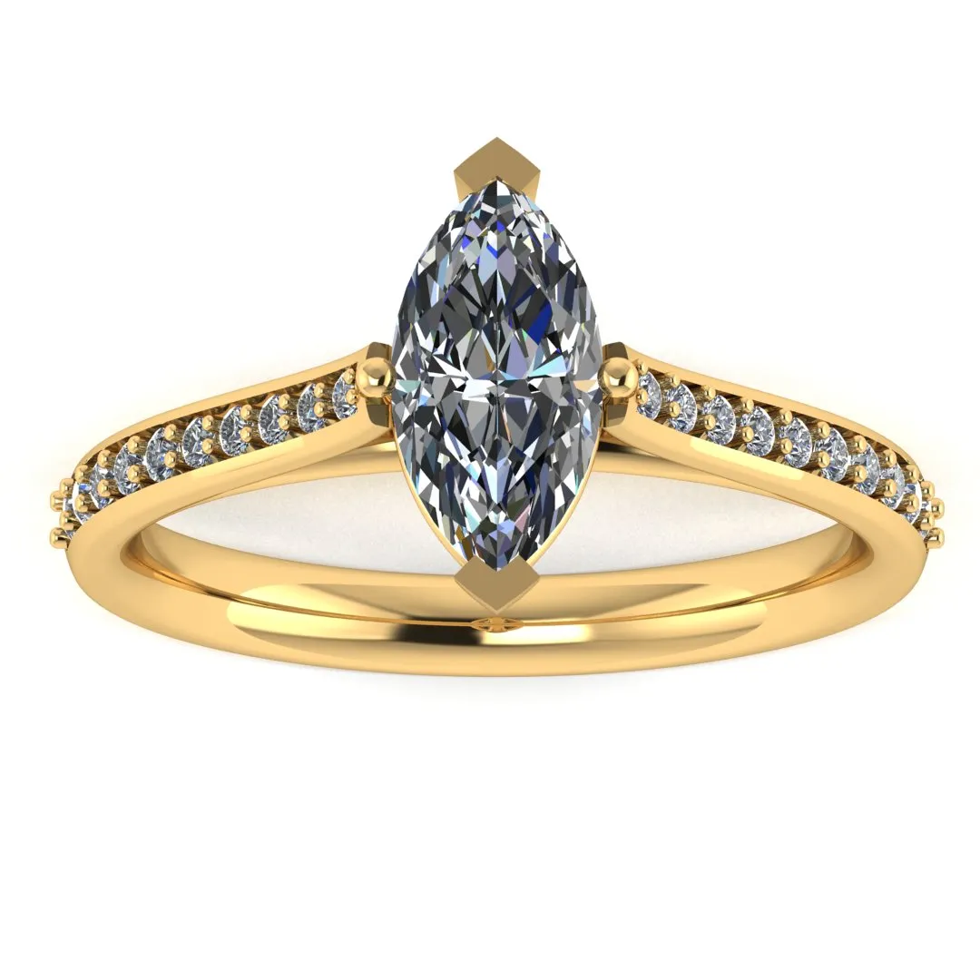 "Zora" Marquise Cut Diamond Grain Set Diamond Engagement Ring DSMC03