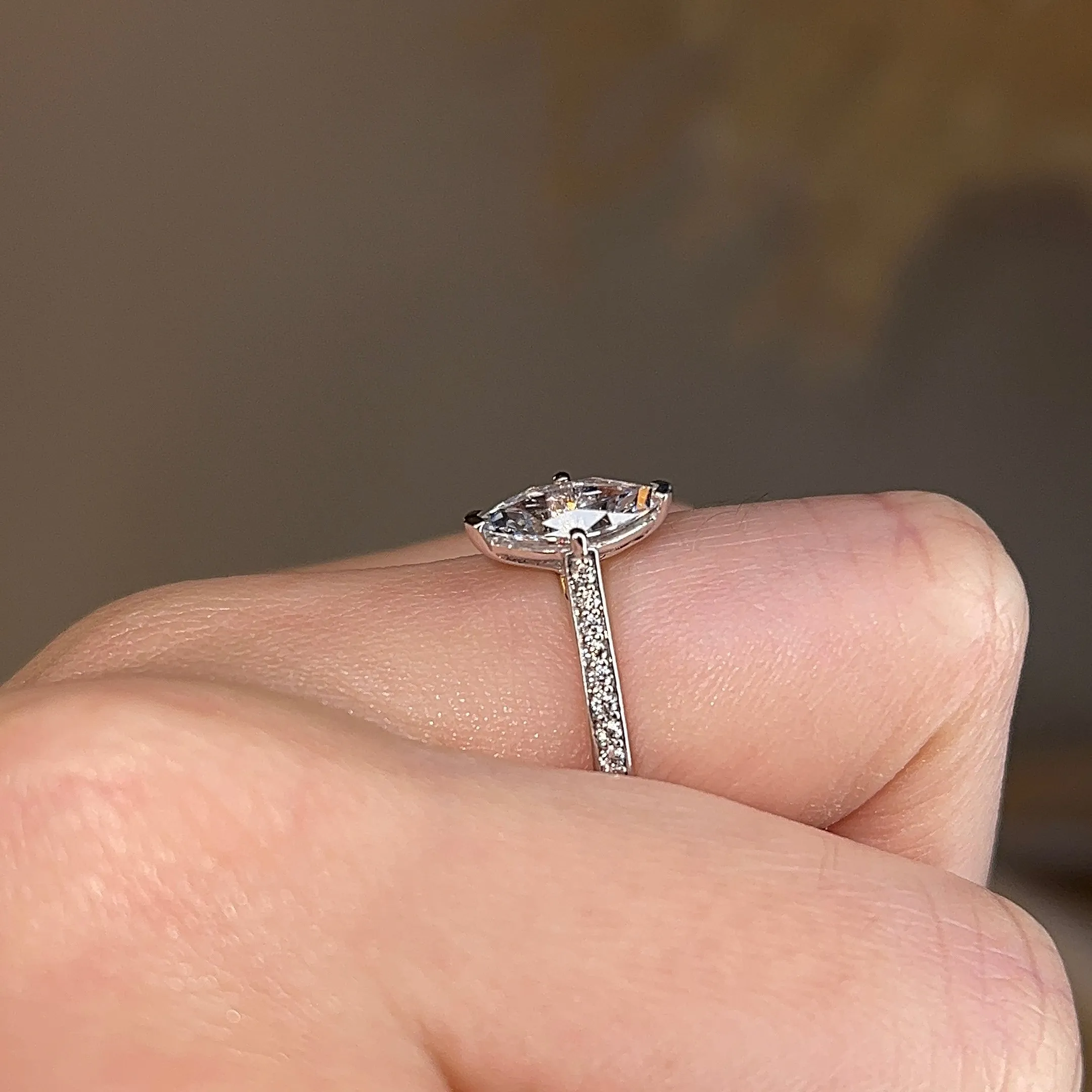 "Zora" Marquise Cut Diamond Grain Set Diamond Engagement Ring DSMC03
