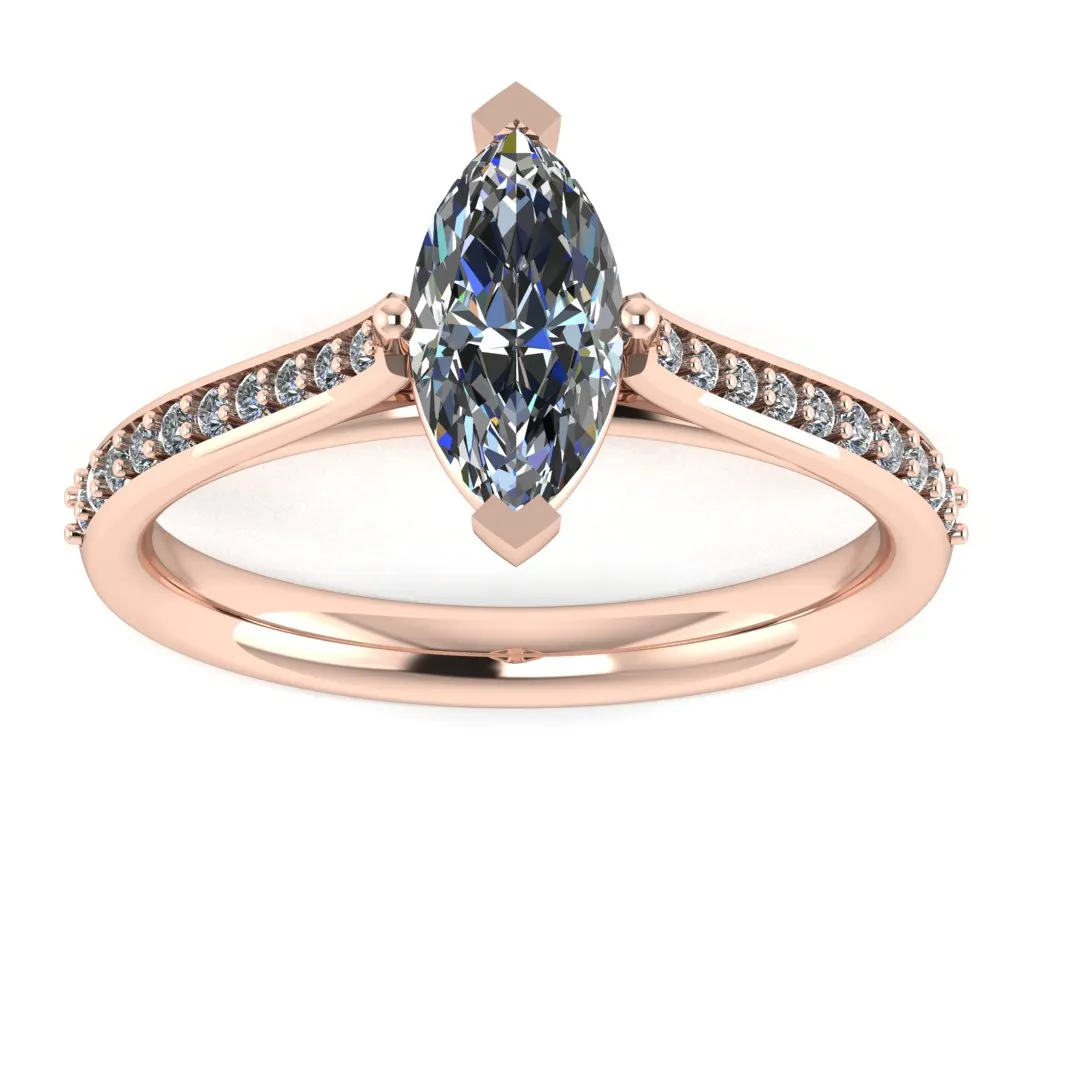 "Zora" Marquise Cut Diamond Grain Set Diamond Engagement Ring DSMC03