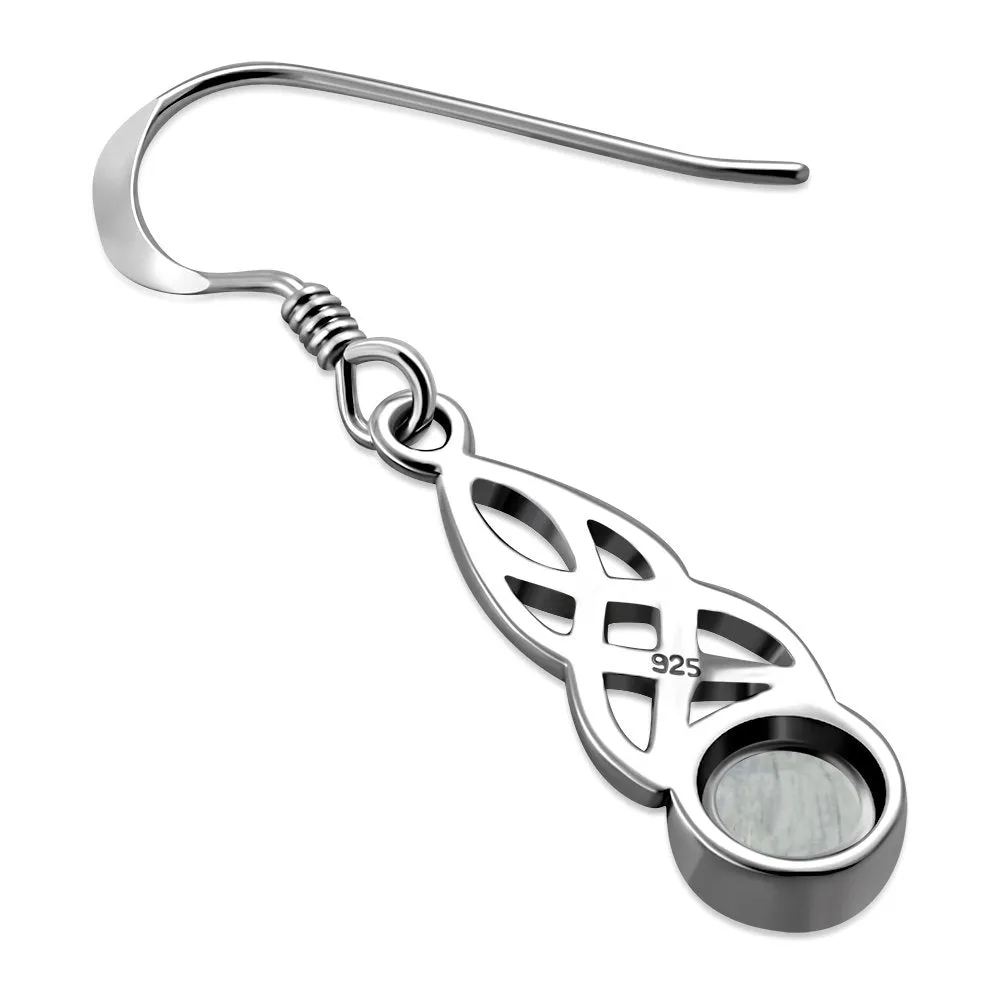 Rainbow Moonstone Celtic Silver Earrings