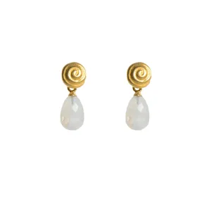 Rainbow Moonstone Gratitude Swirl Earrings 24K Fair Trade Gold Vermeil