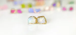 Raw Moonstone stud earrings