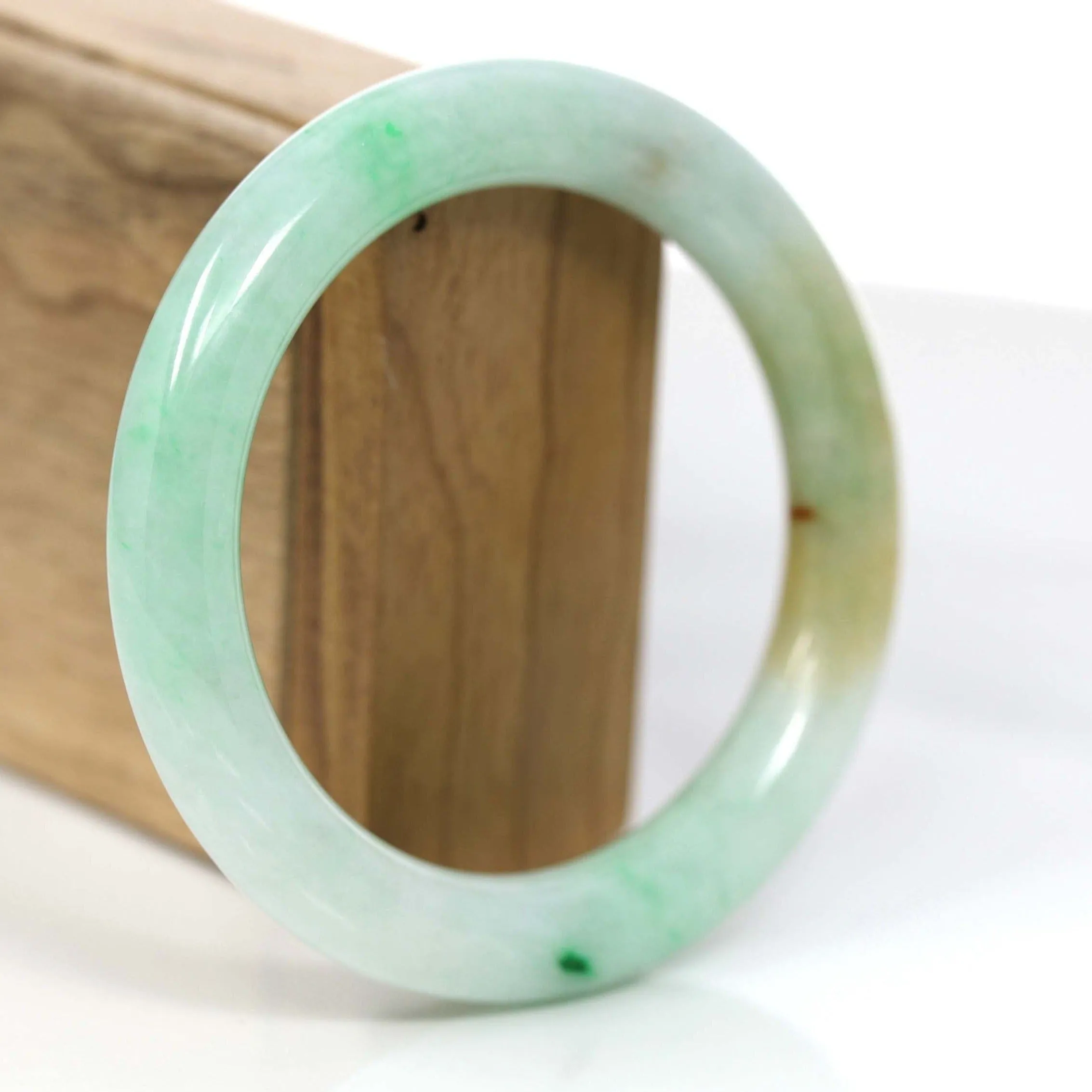 RealJade® Co. Classic Yellow & Green Jadeite Jade Round Bangle Bracelet (58.20 mm) #876