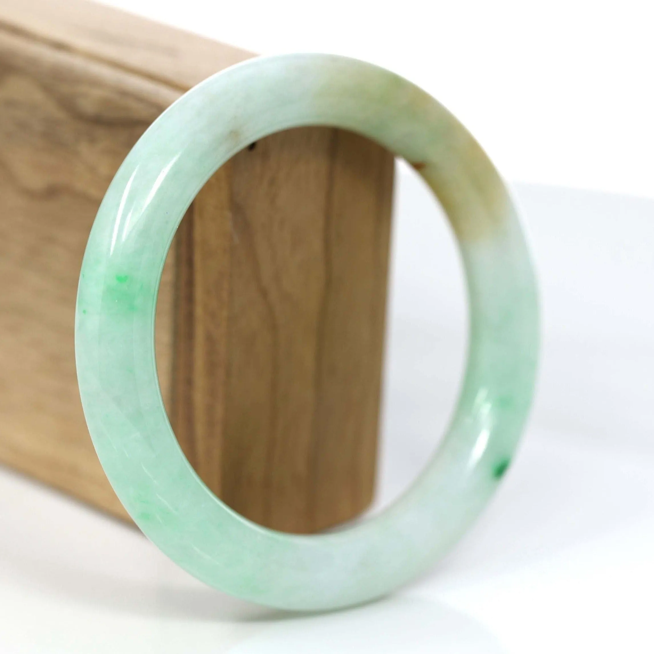 RealJade® Co. Classic Yellow & Green Jadeite Jade Round Bangle Bracelet (58.20 mm) #876