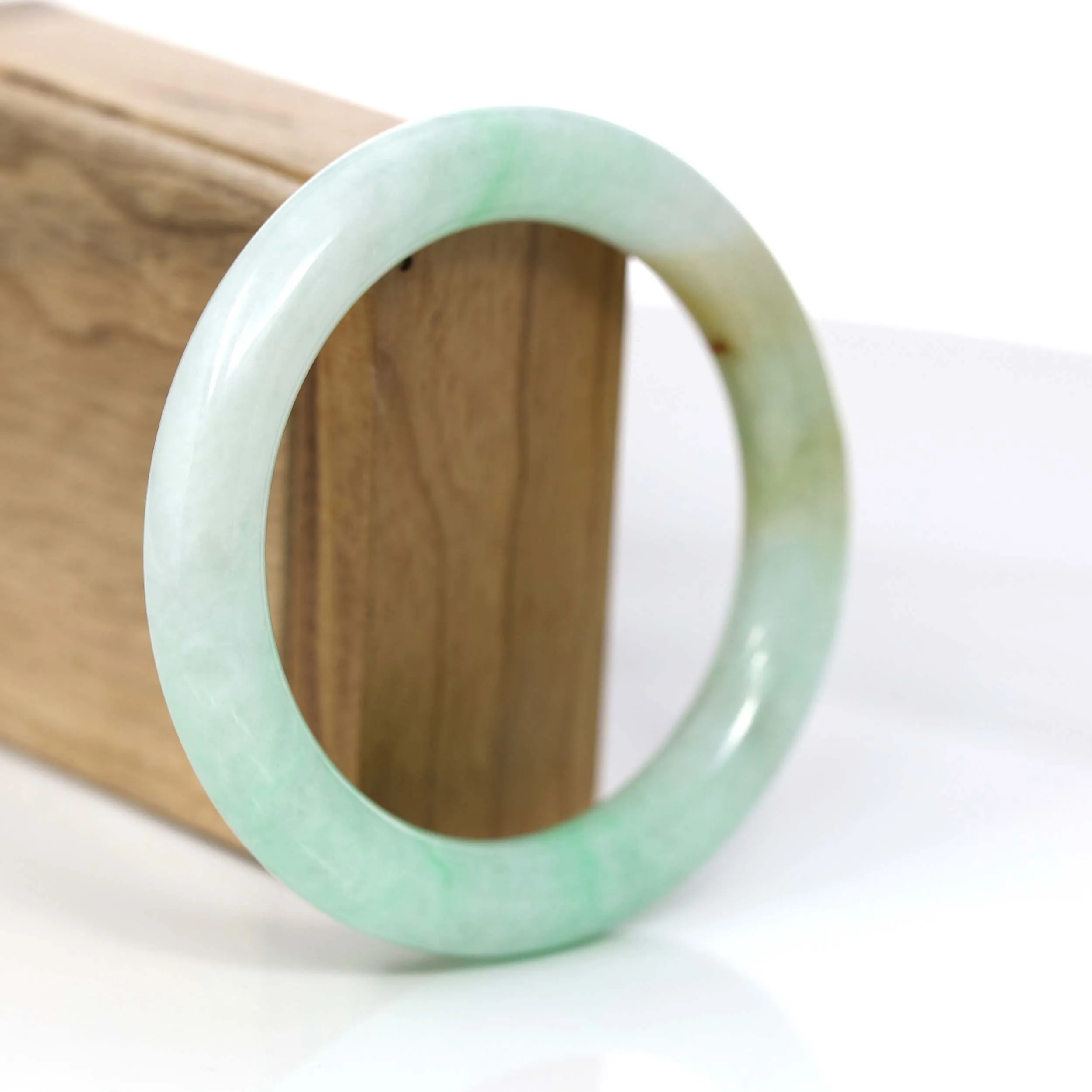 RealJade® Co. Classic Yellow & Green Jadeite Jade Round Bangle Bracelet (58.20 mm) #876