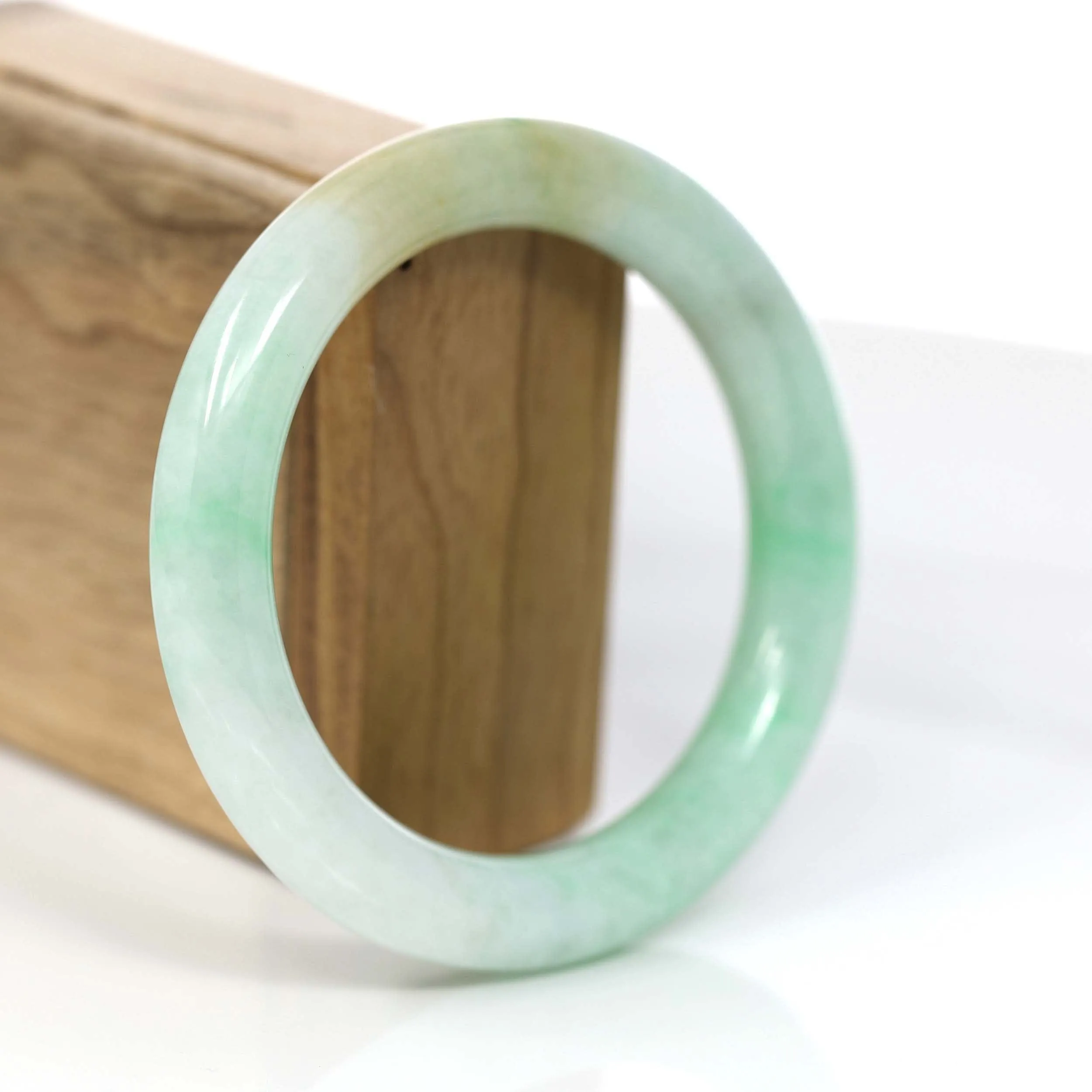 RealJade® Co. Classic Yellow & Green Jadeite Jade Round Bangle Bracelet (58.20 mm) #876