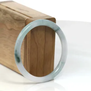 RealJade® Co."Petite" Natural Burmese Blue-green Jadeite Jade Bangle Bracelet (56.04 mm) #T111