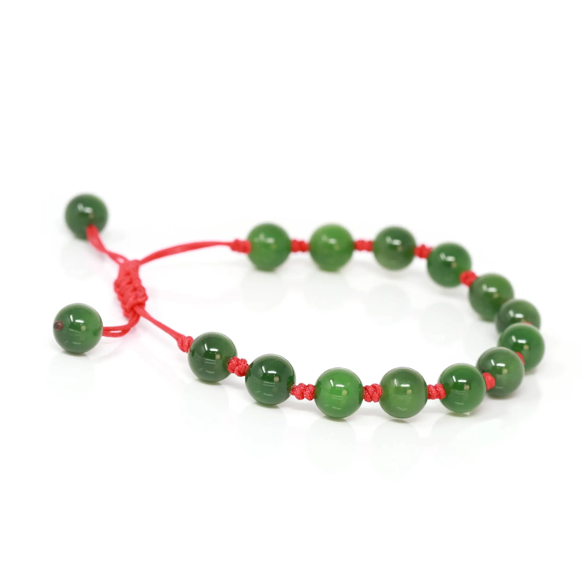 RealJade® Natural Nephrite Jade Bead Bracelet With Red String