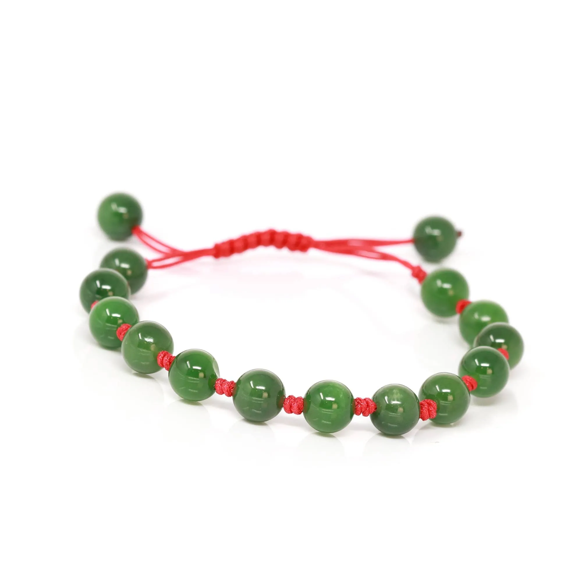 RealJade® Natural Nephrite Jade Bead Bracelet With Red String