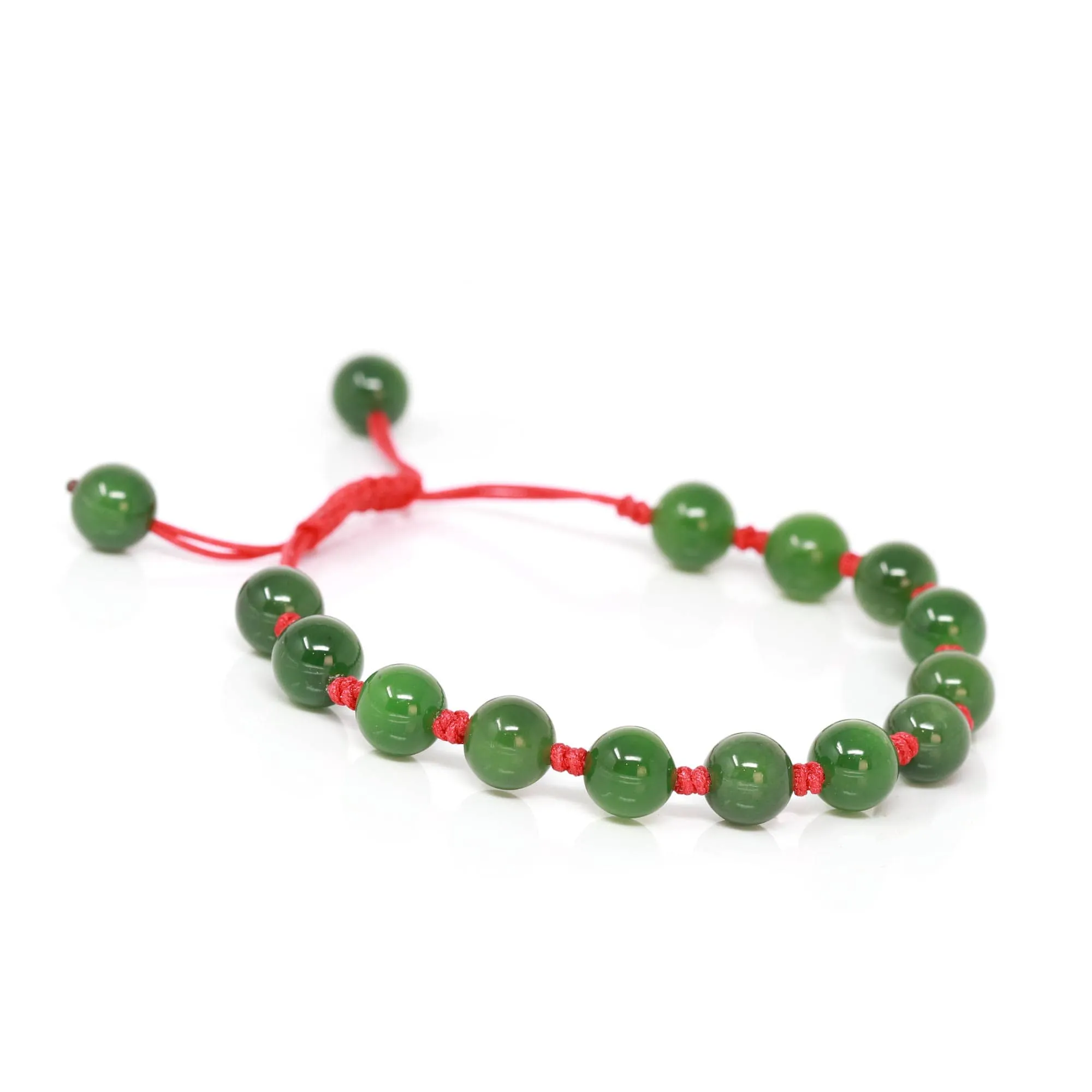 RealJade® Natural Nephrite Jade Bead Bracelet With Red String