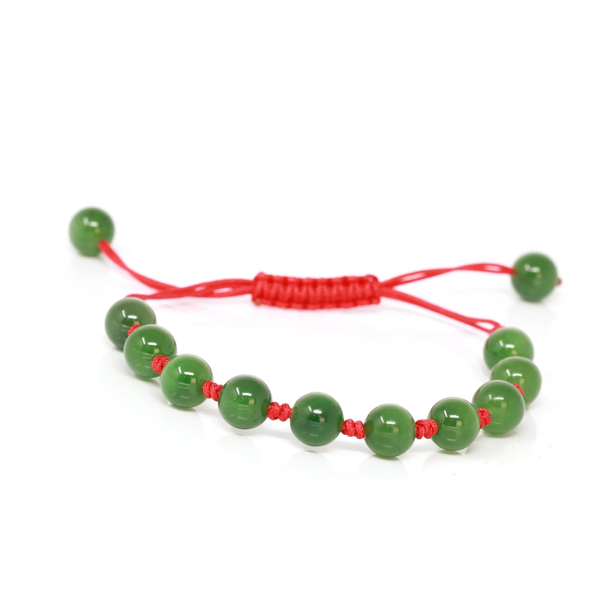 RealJade® Natural Nephrite Jade Bead Bracelet With Red String