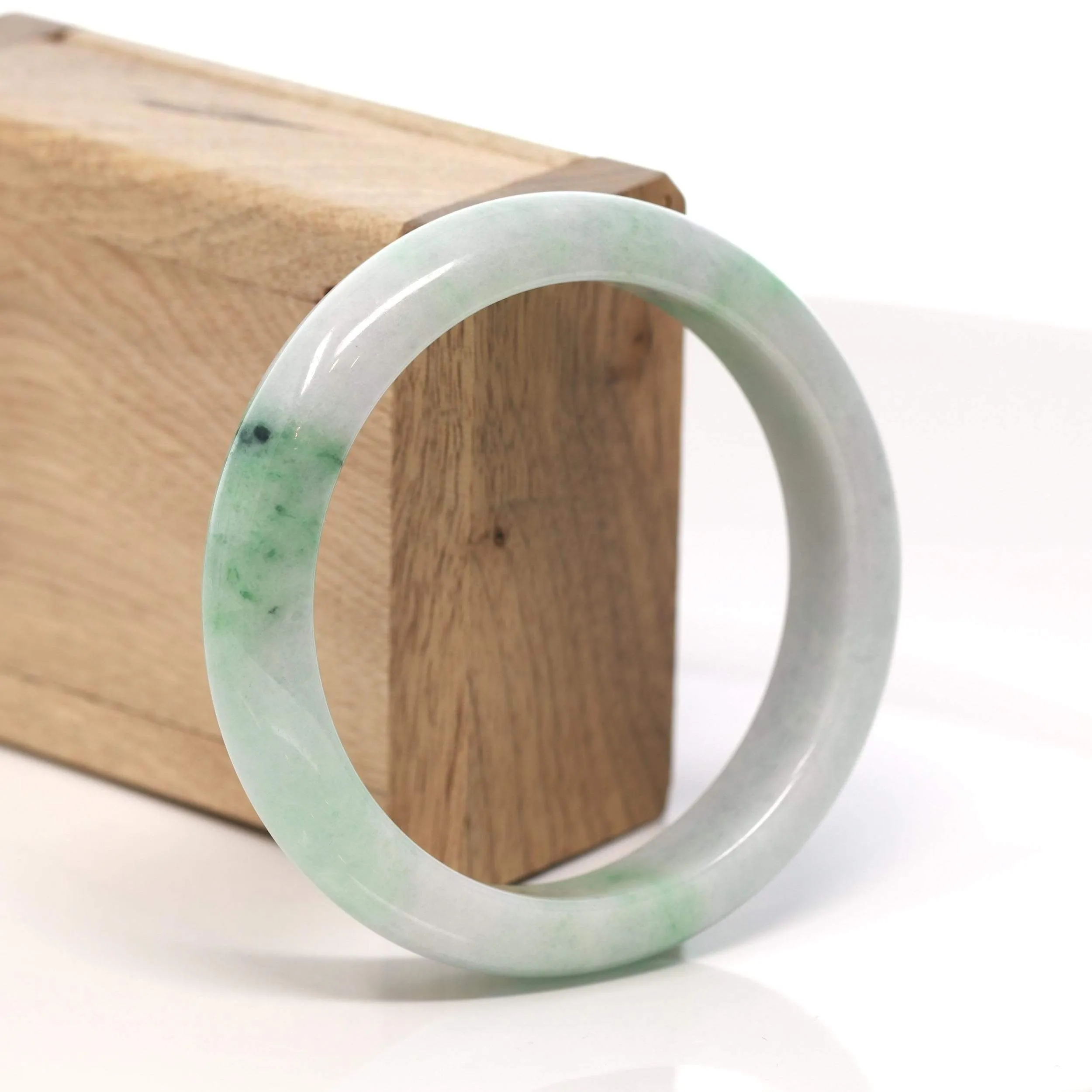 RealJade® "Classic Bangle" Genuine Burmese Green Jadeite Jade Bangle Bracelet (58.4 mm) #169