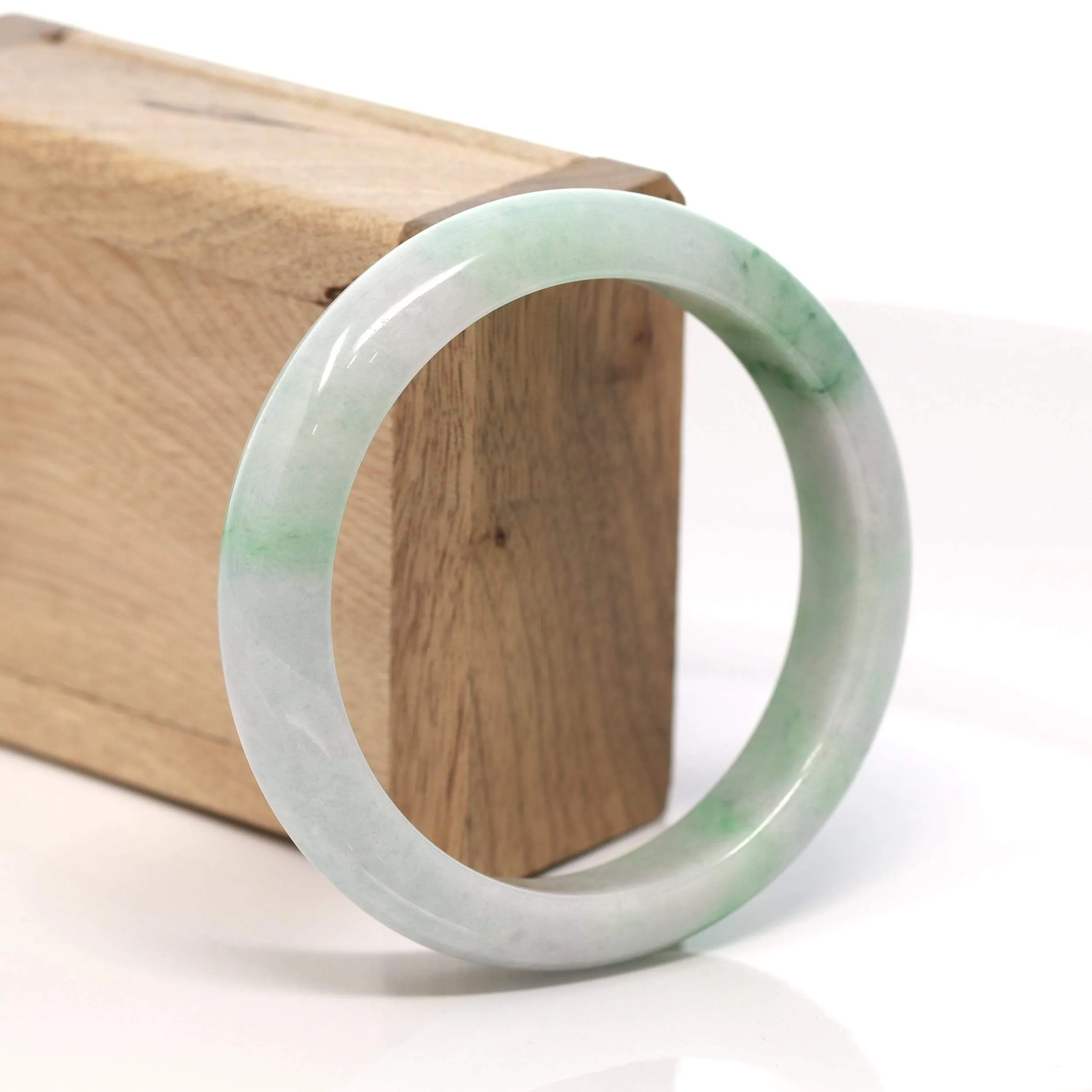 RealJade® "Classic Bangle" Genuine Burmese Green Jadeite Jade Bangle Bracelet (58.4 mm) #169