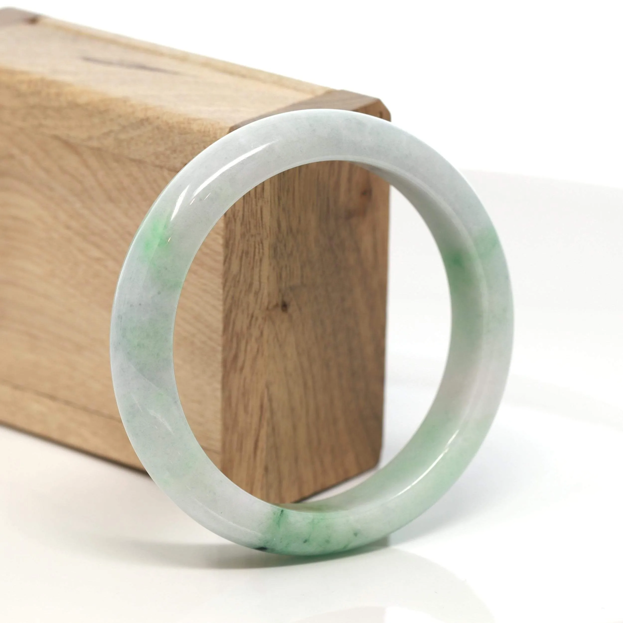 RealJade® "Classic Bangle" Genuine Burmese Green Jadeite Jade Bangle Bracelet (58.4 mm) #169