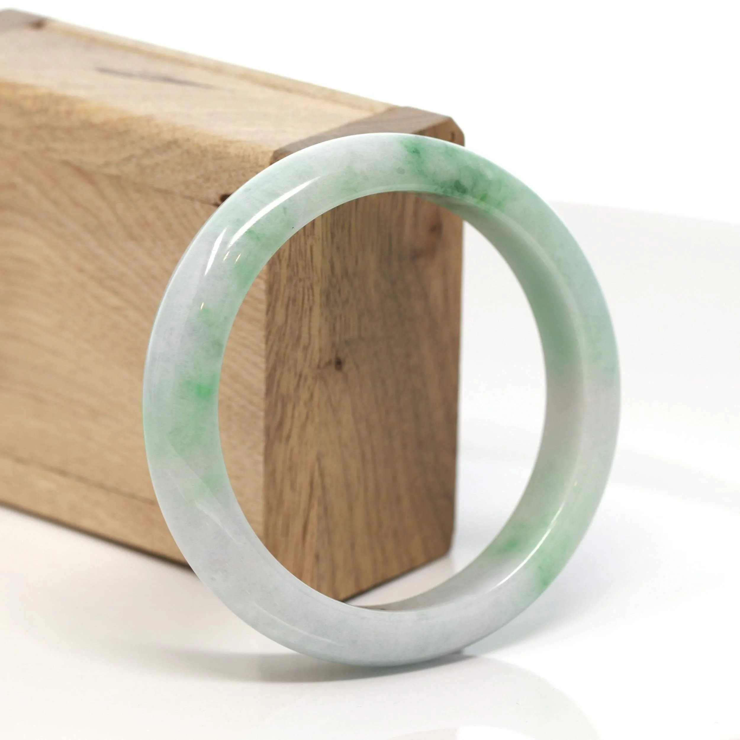 RealJade® "Classic Bangle" Genuine Burmese Green Jadeite Jade Bangle Bracelet (58.4 mm) #169