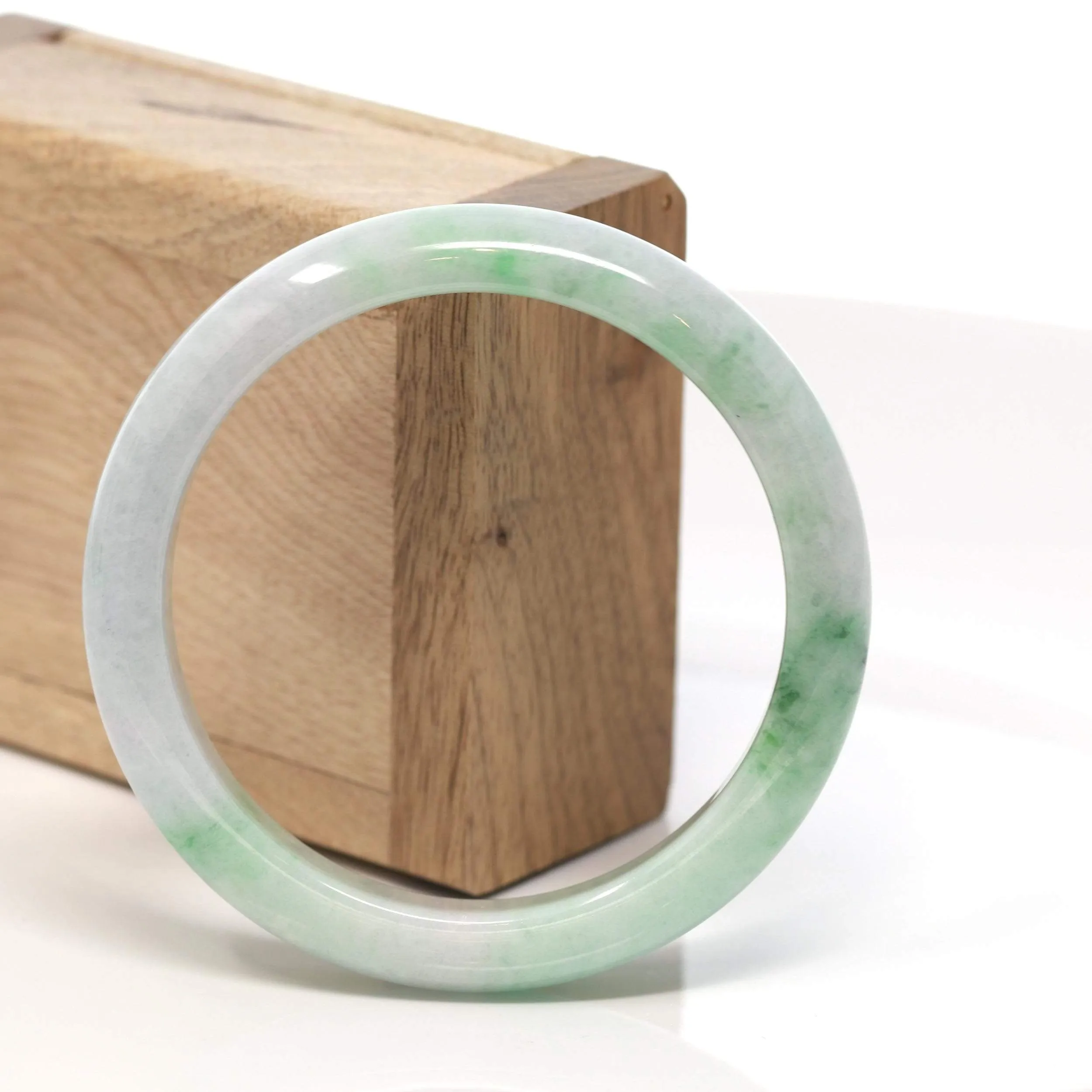 RealJade® "Classic Bangle" Genuine Burmese Green Jadeite Jade Bangle Bracelet (58.4 mm) #169