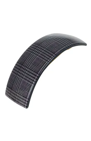 Rectangle Volume Barrette - Plaid Black