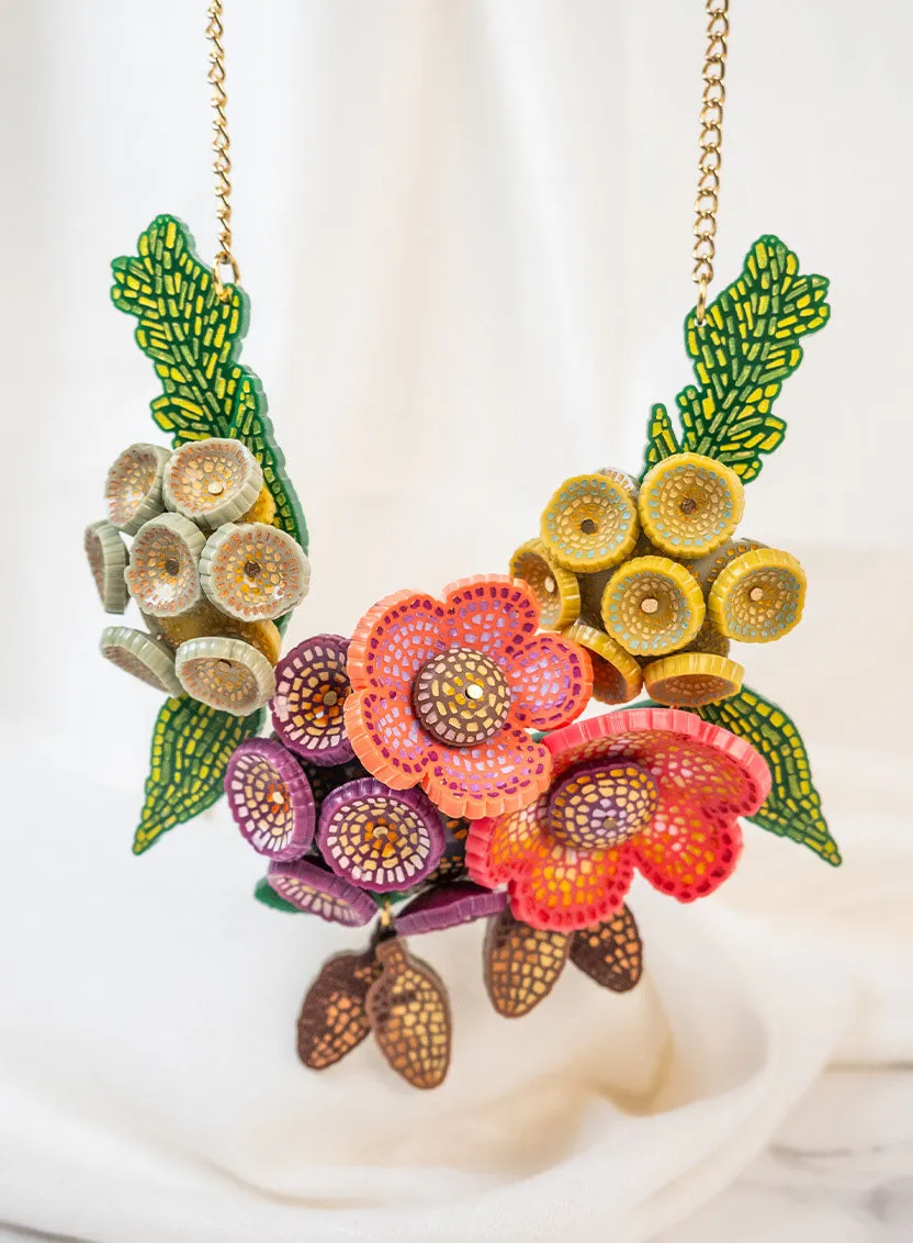 Roman Flowers Statement Necklace