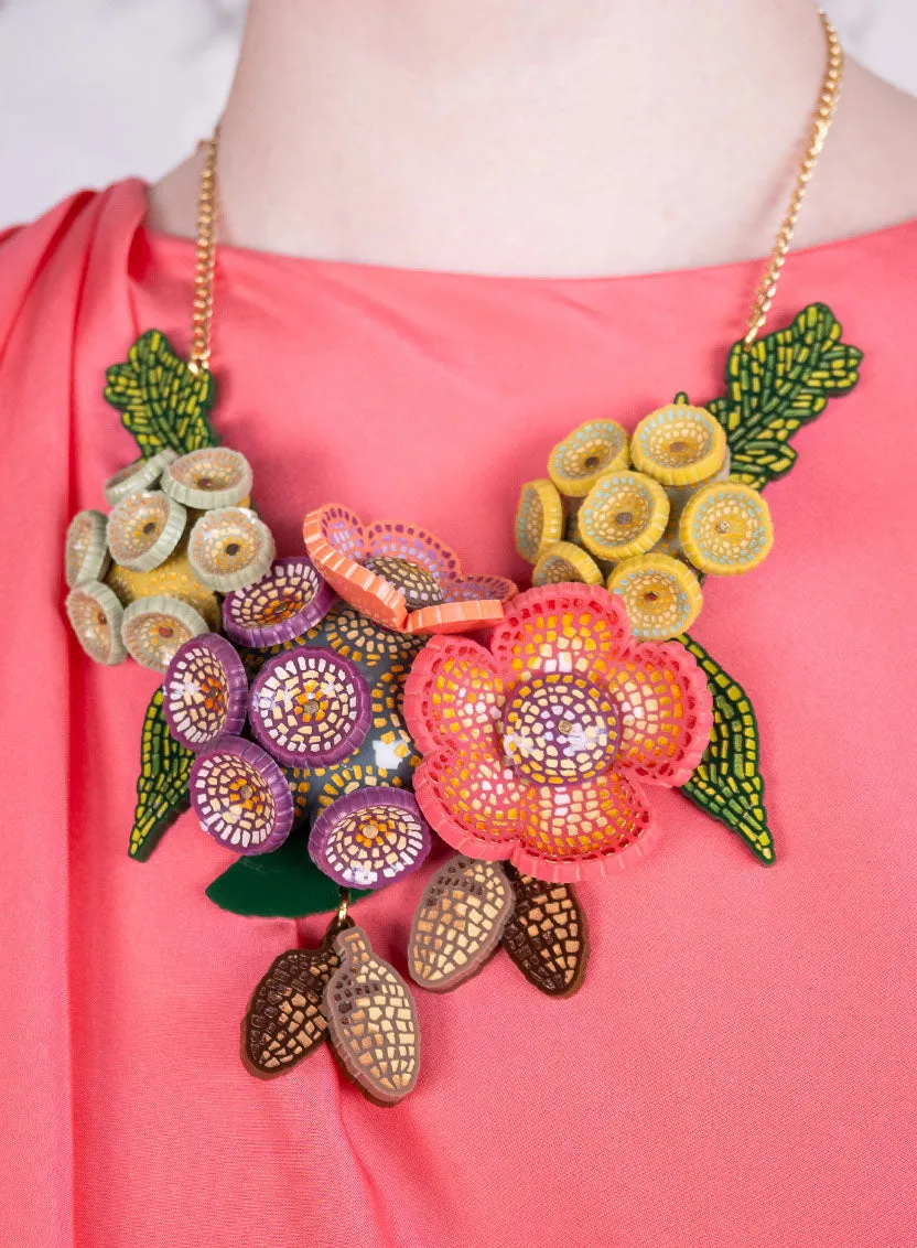 Roman Flowers Statement Necklace