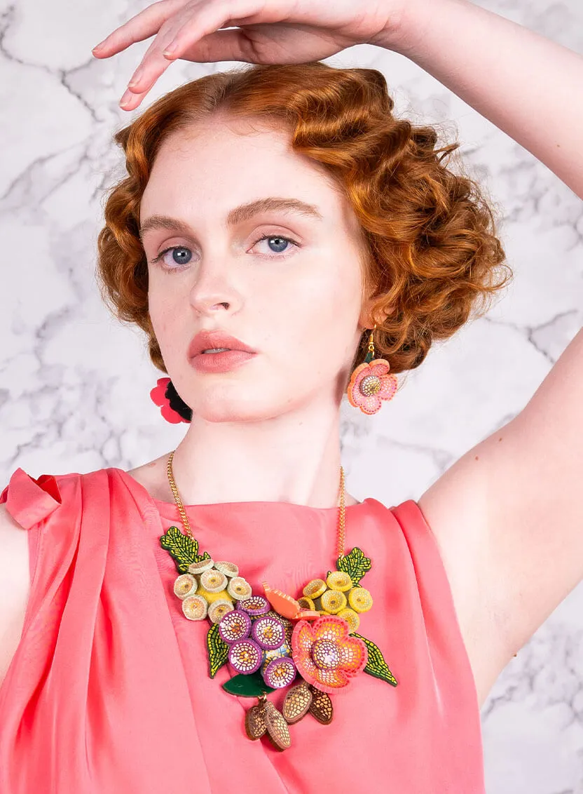 Roman Flowers Statement Necklace