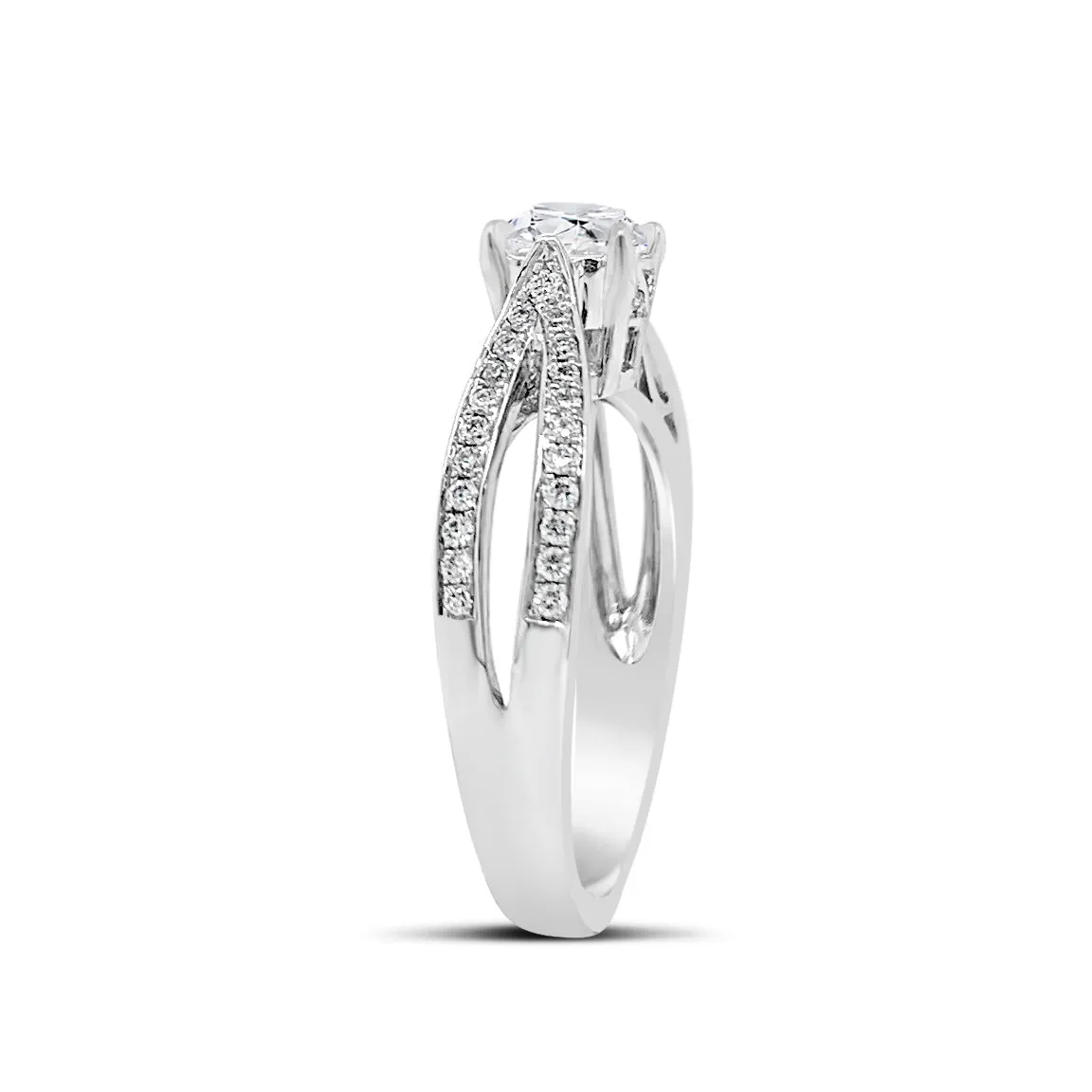 Round Diamond Engagement Ring with Open Shank & Diamond Basket