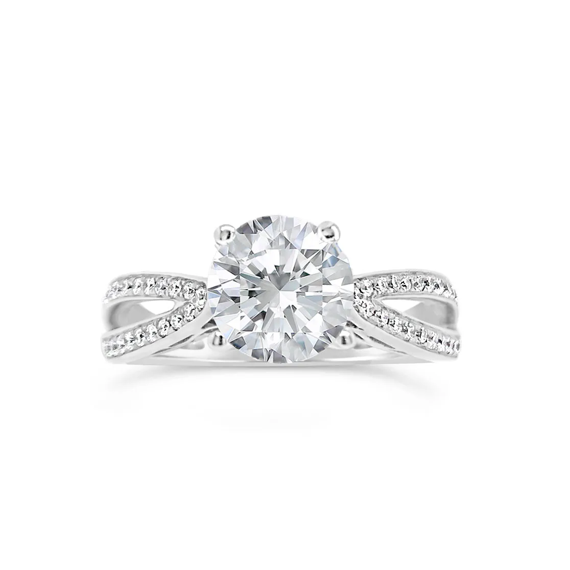 Round Diamond Engagement Ring with Open Shank & Diamond Basket