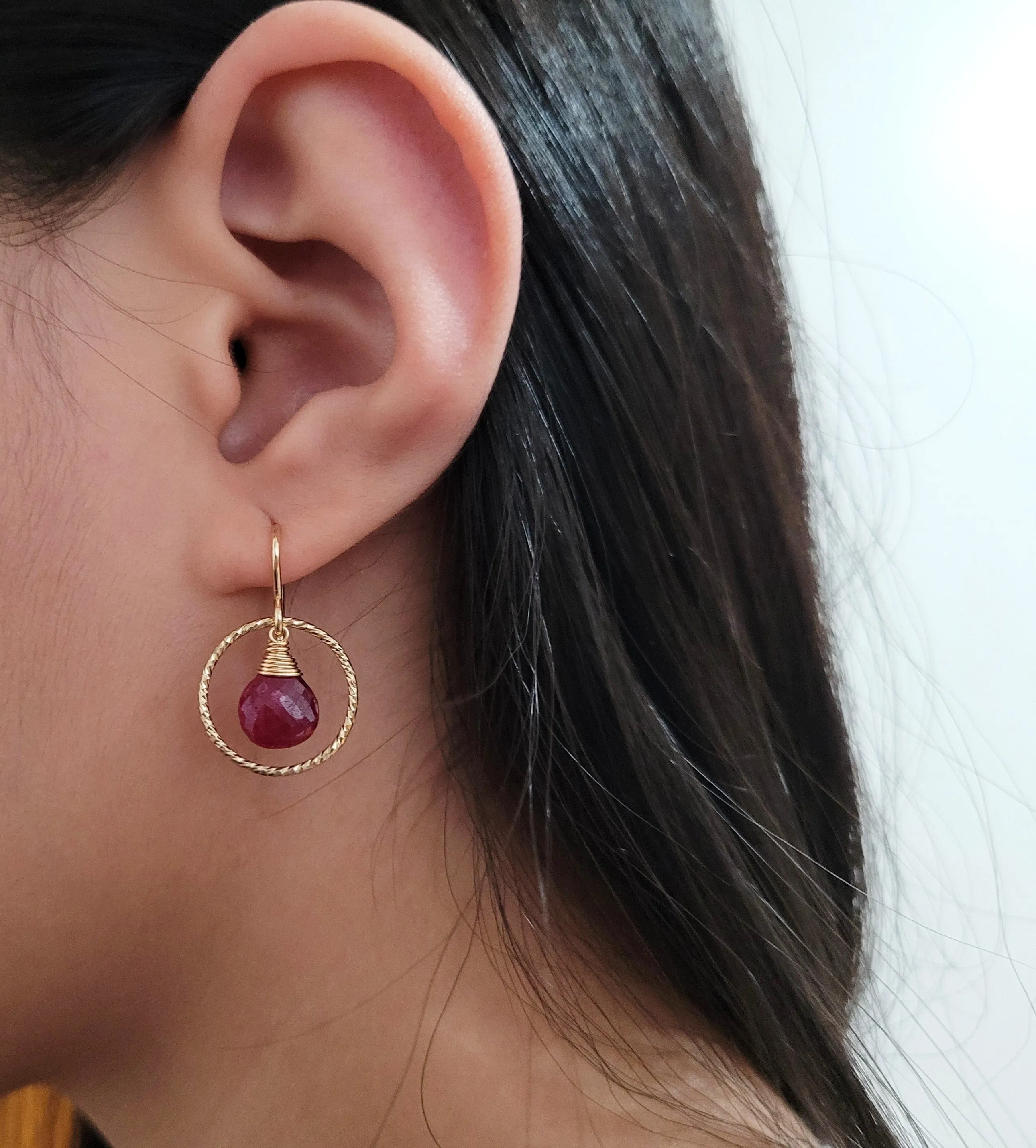 Ruby Hoop Earrings