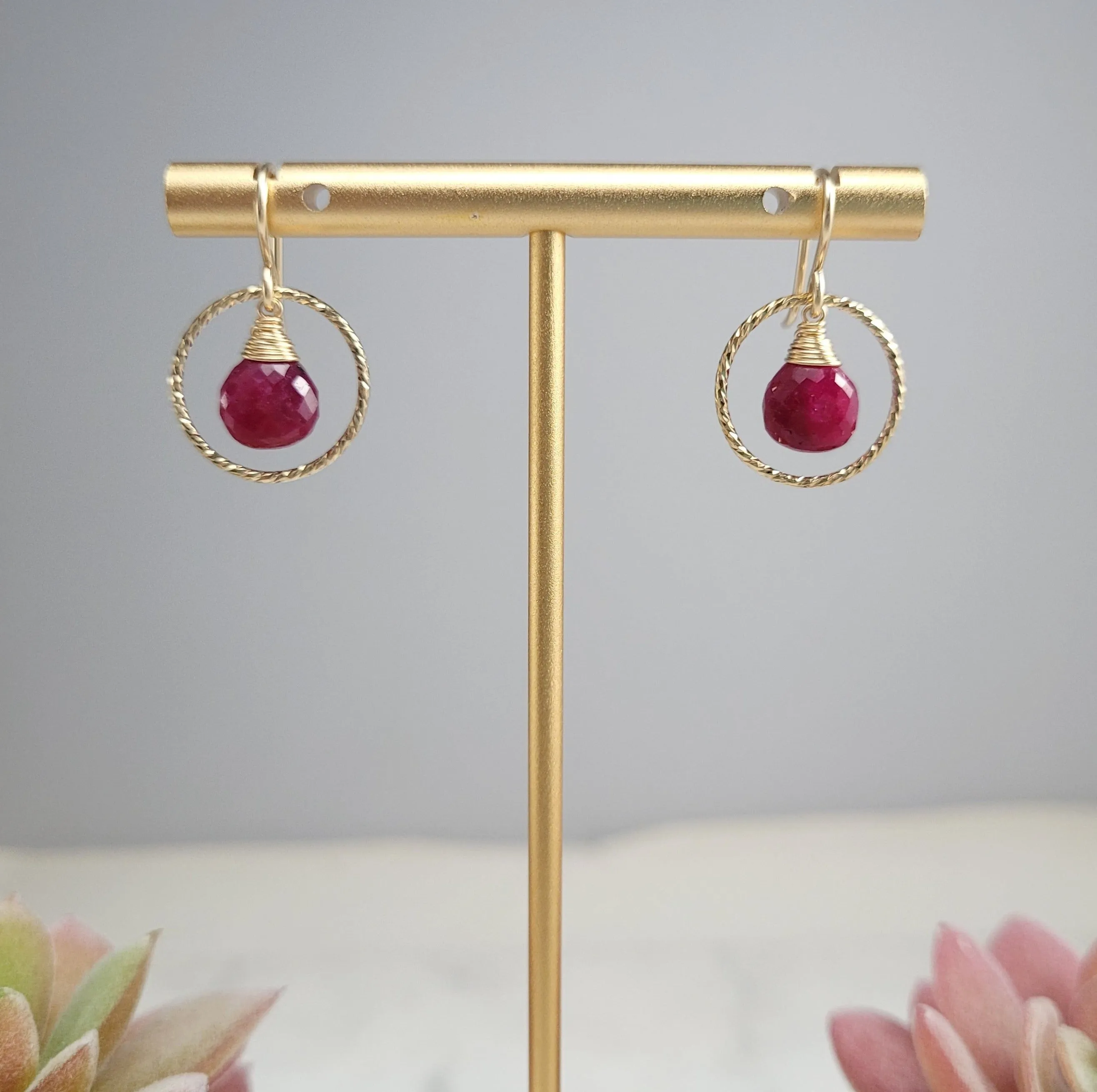 Ruby Hoop Earrings