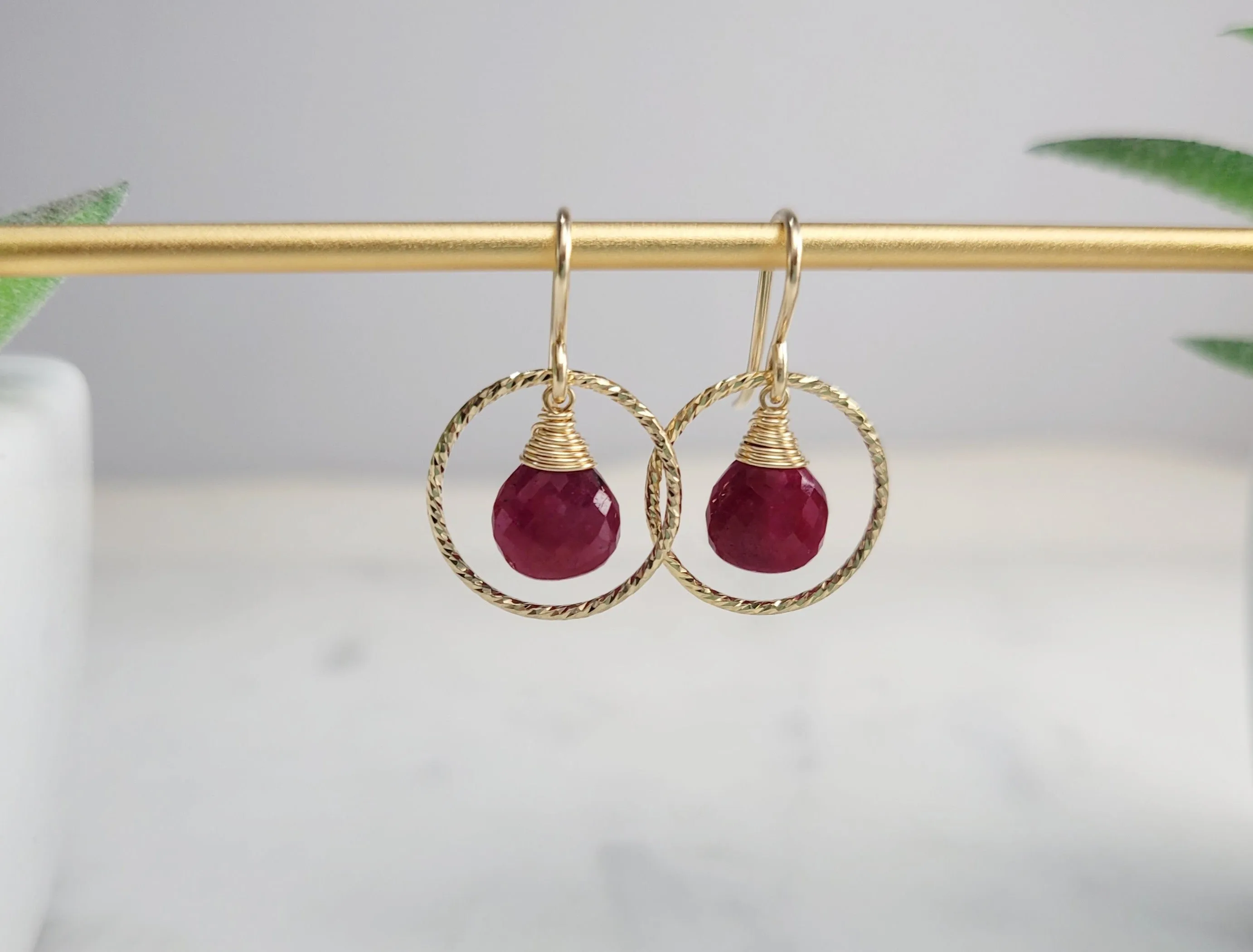 Ruby Hoop Earrings