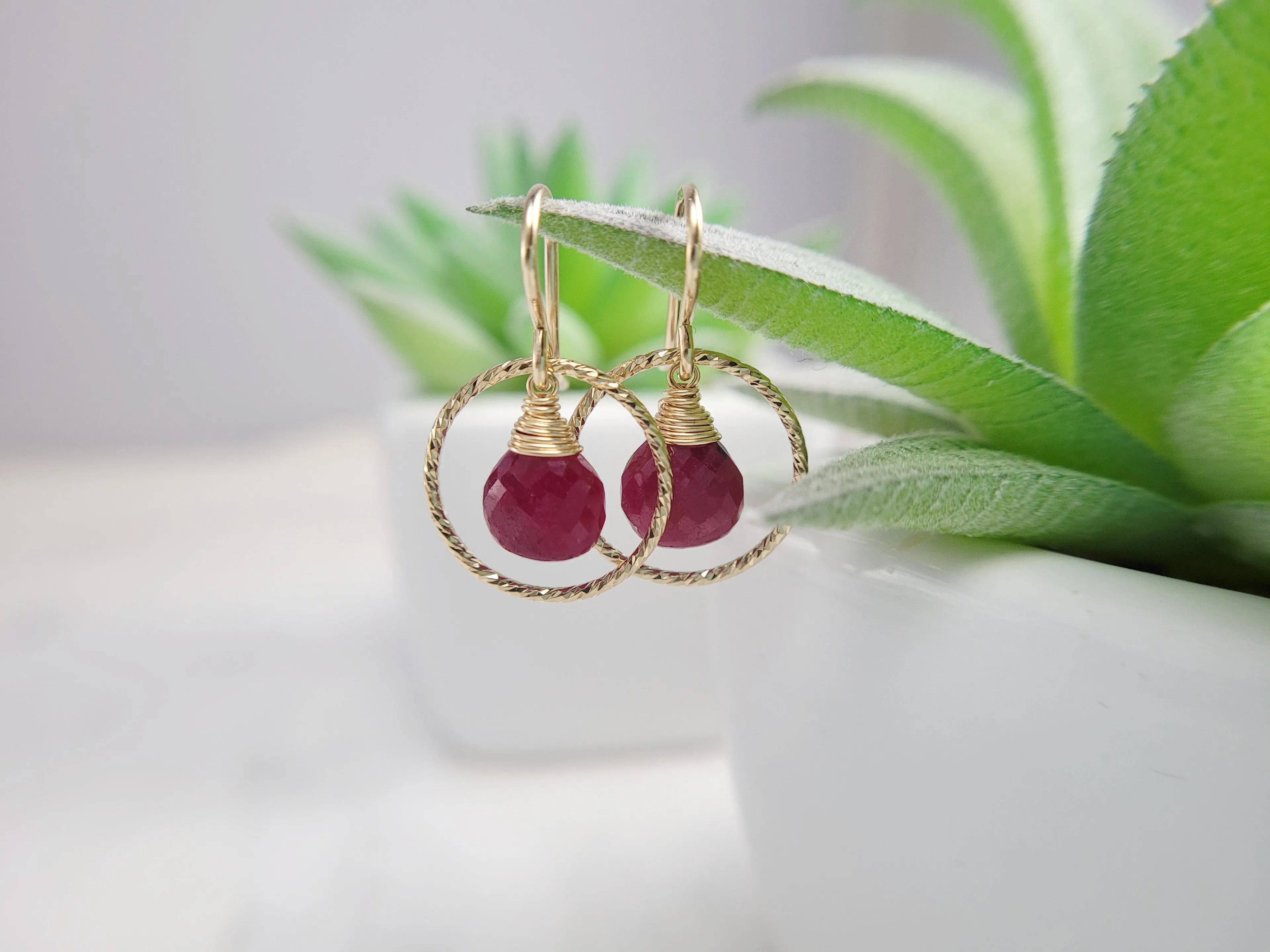 Ruby Hoop Earrings