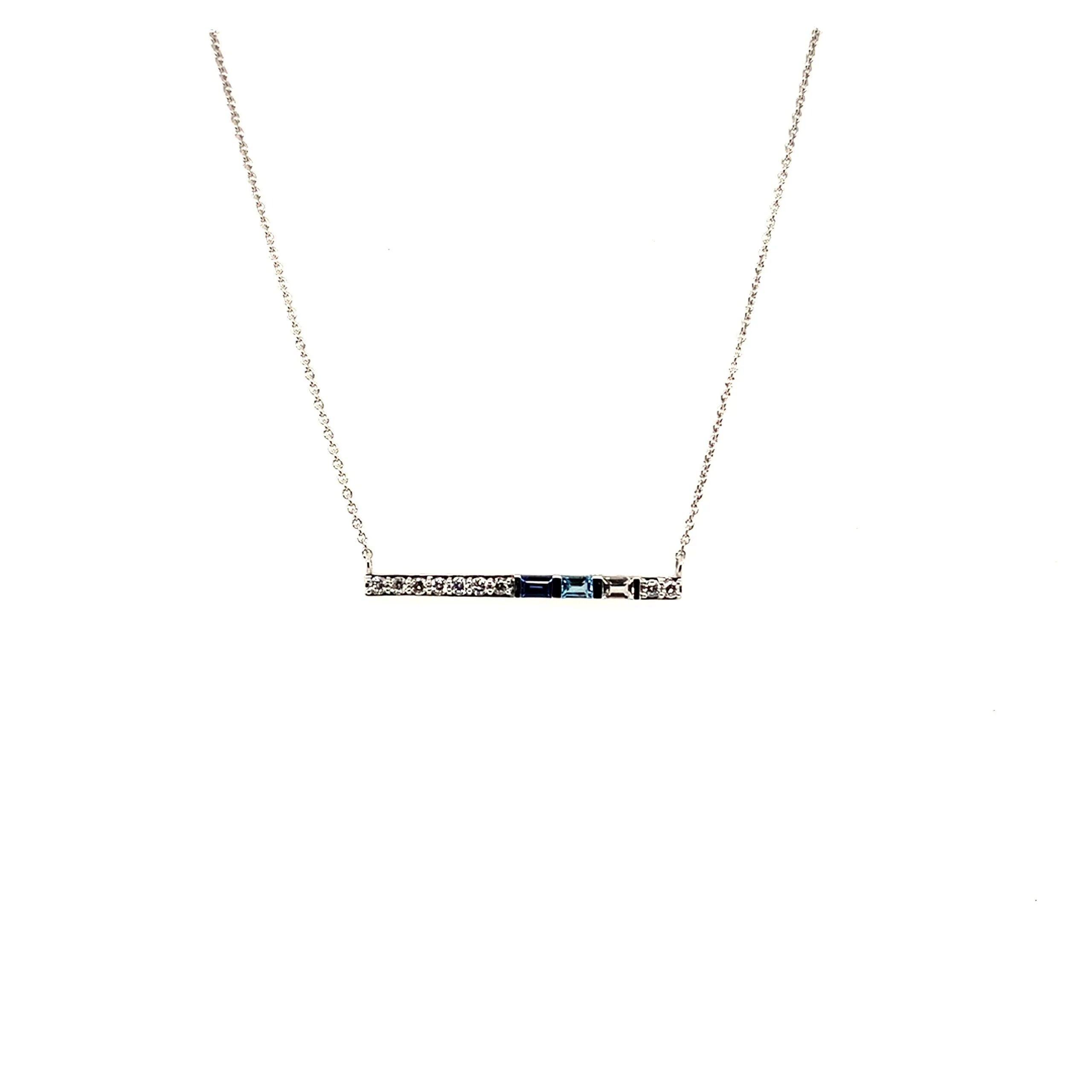 Sapphire and Topaz Diamond Bar Necklace