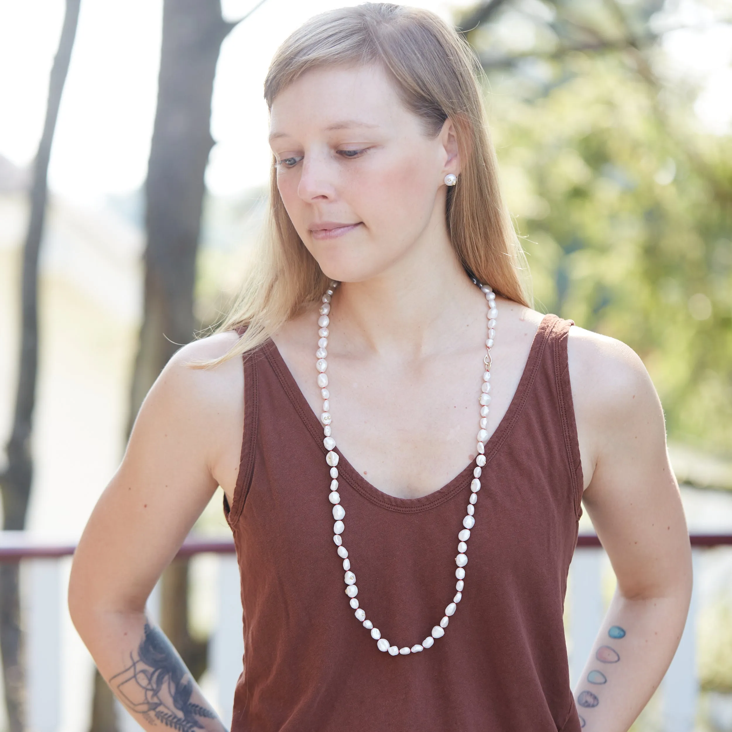Sea Swept Baroque Pearl Ruthie B. Necklace with Barnacles