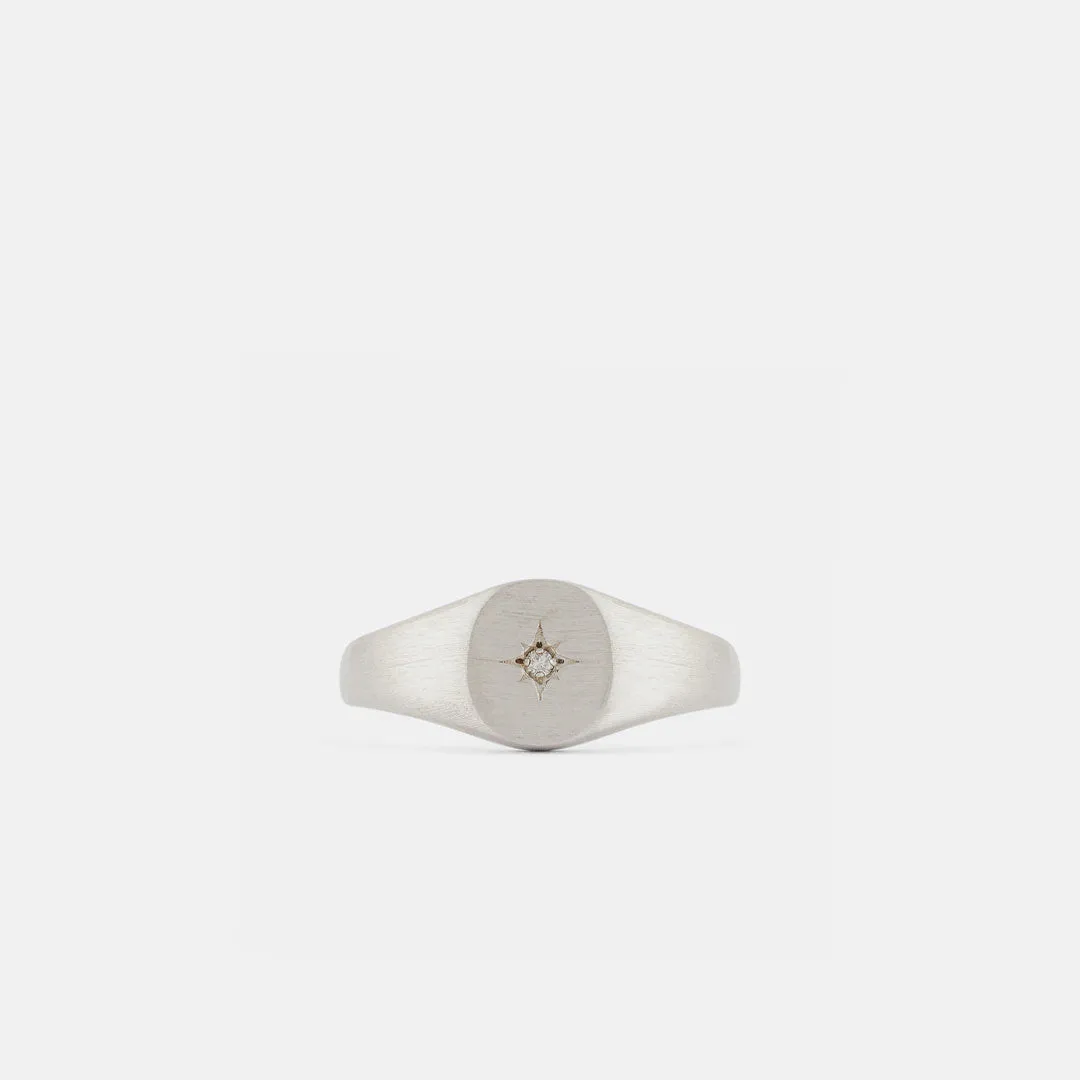 Silver Diamond Signet Ring