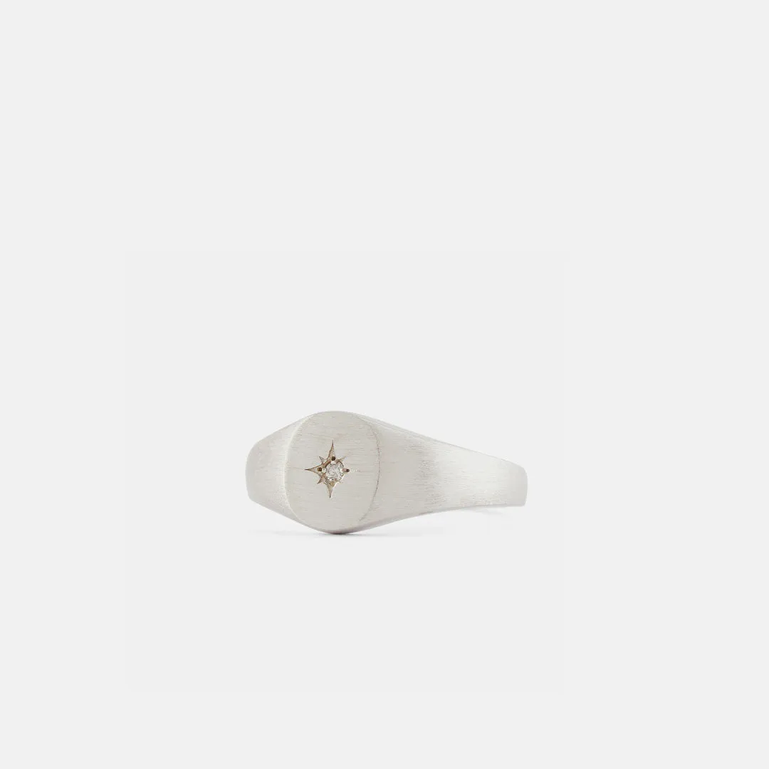 Silver Diamond Signet Ring