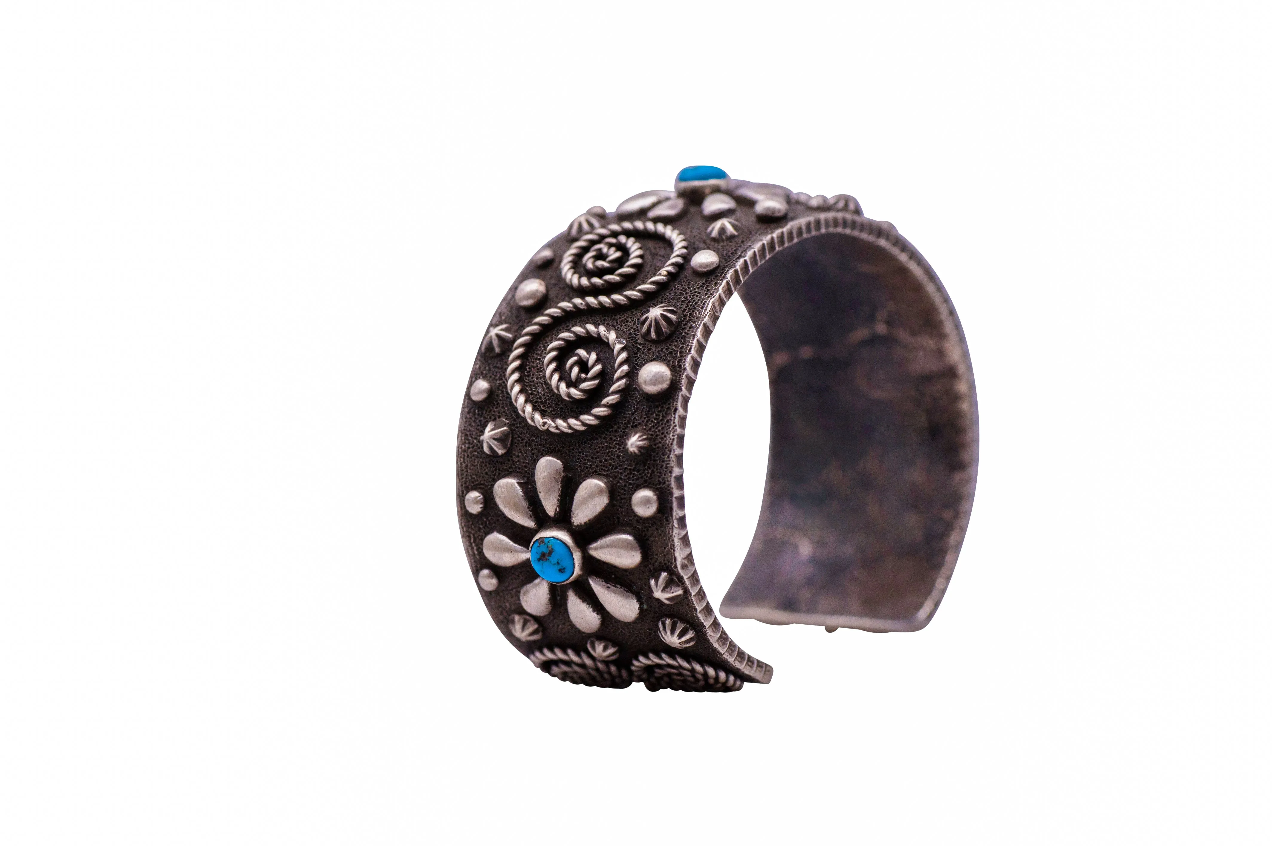Silver Filigree & Sleeping Beauty Turquoise Cuff | Artisan Handmade