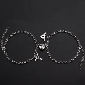 Silver Titanium Steel Love Key Couple Bracelet
