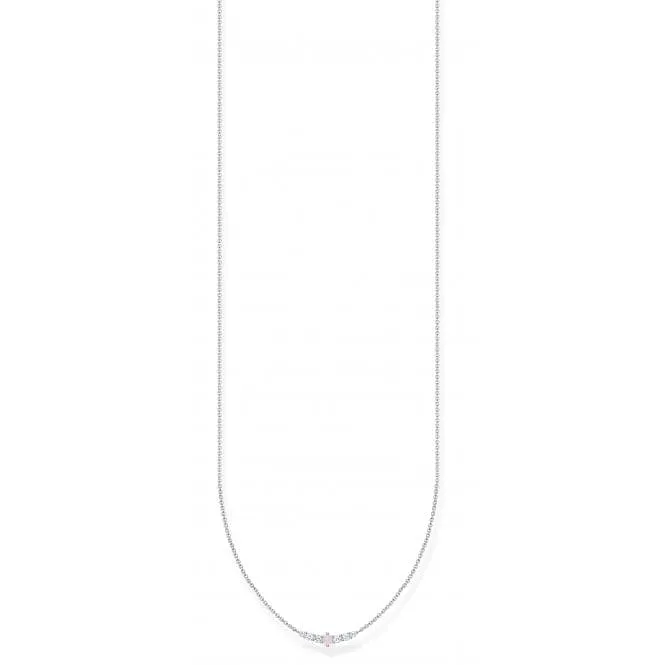 Silver Zirconia Vintage Shimmering Pink Necklace KE2093-166-7-L42V