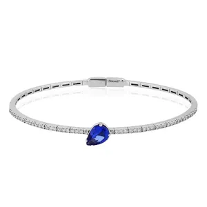 Simon G Tanzanite and Diamond Flexible Bangle in 18K White Gold