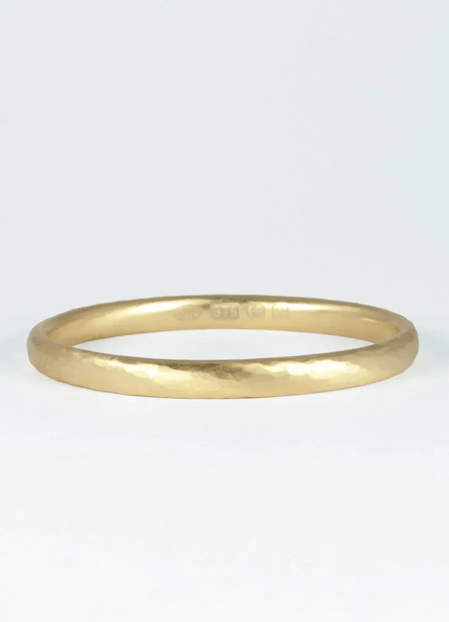Solid 9ct Gold Hand Forged Oval Bangle