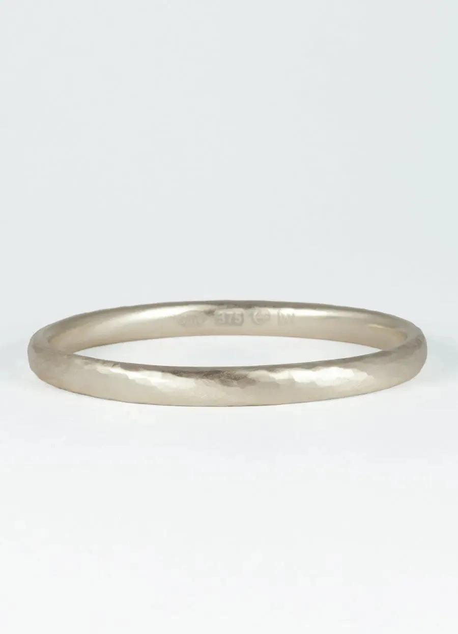 Solid 9ct Gold Hand Forged Oval Bangle