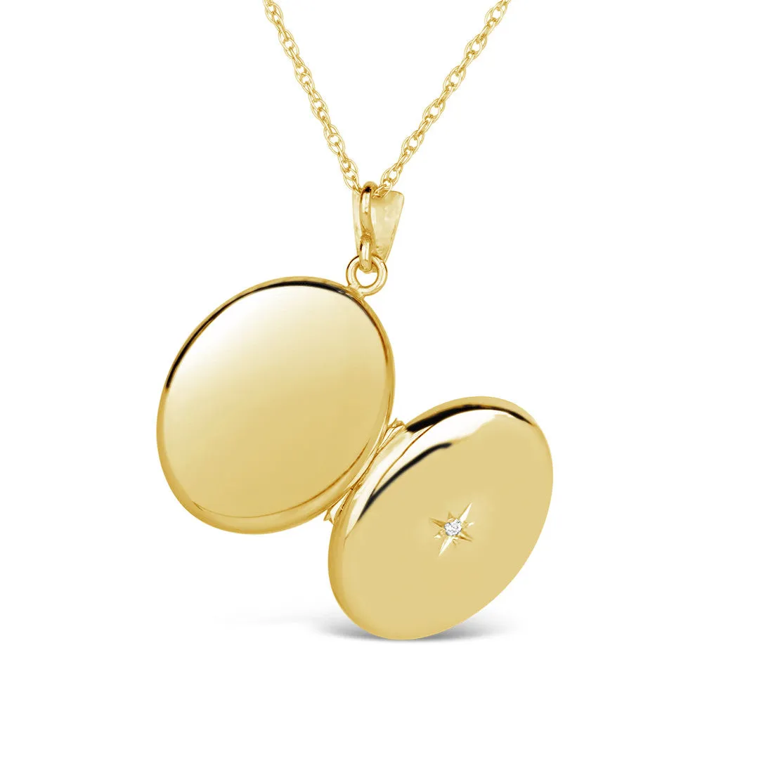Solid Gold Oval Diamond Locket