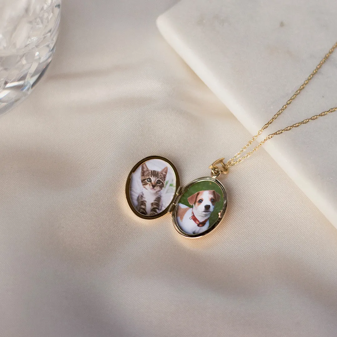 Solid Gold Oval Diamond Locket
