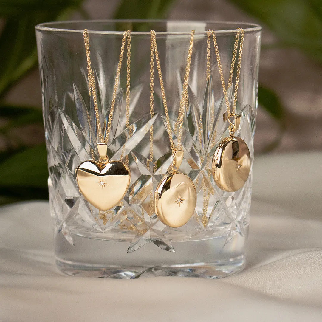 Solid Gold Oval Diamond Locket