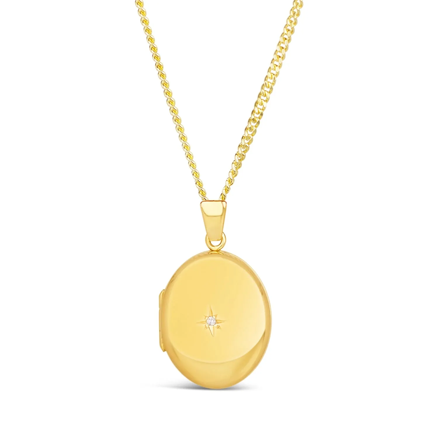 Solid Gold Oval Diamond Locket