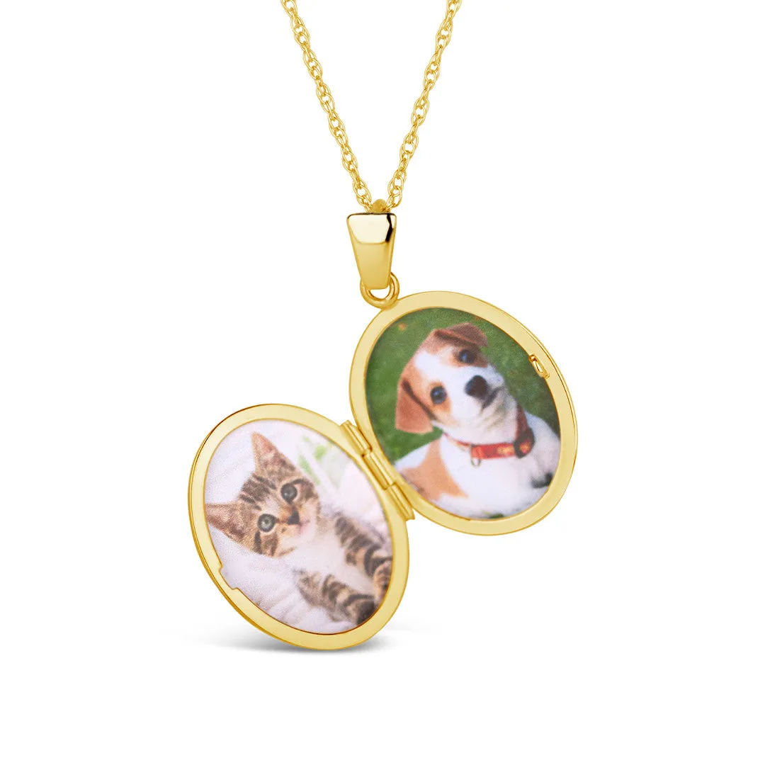 Solid Gold Oval Diamond Locket