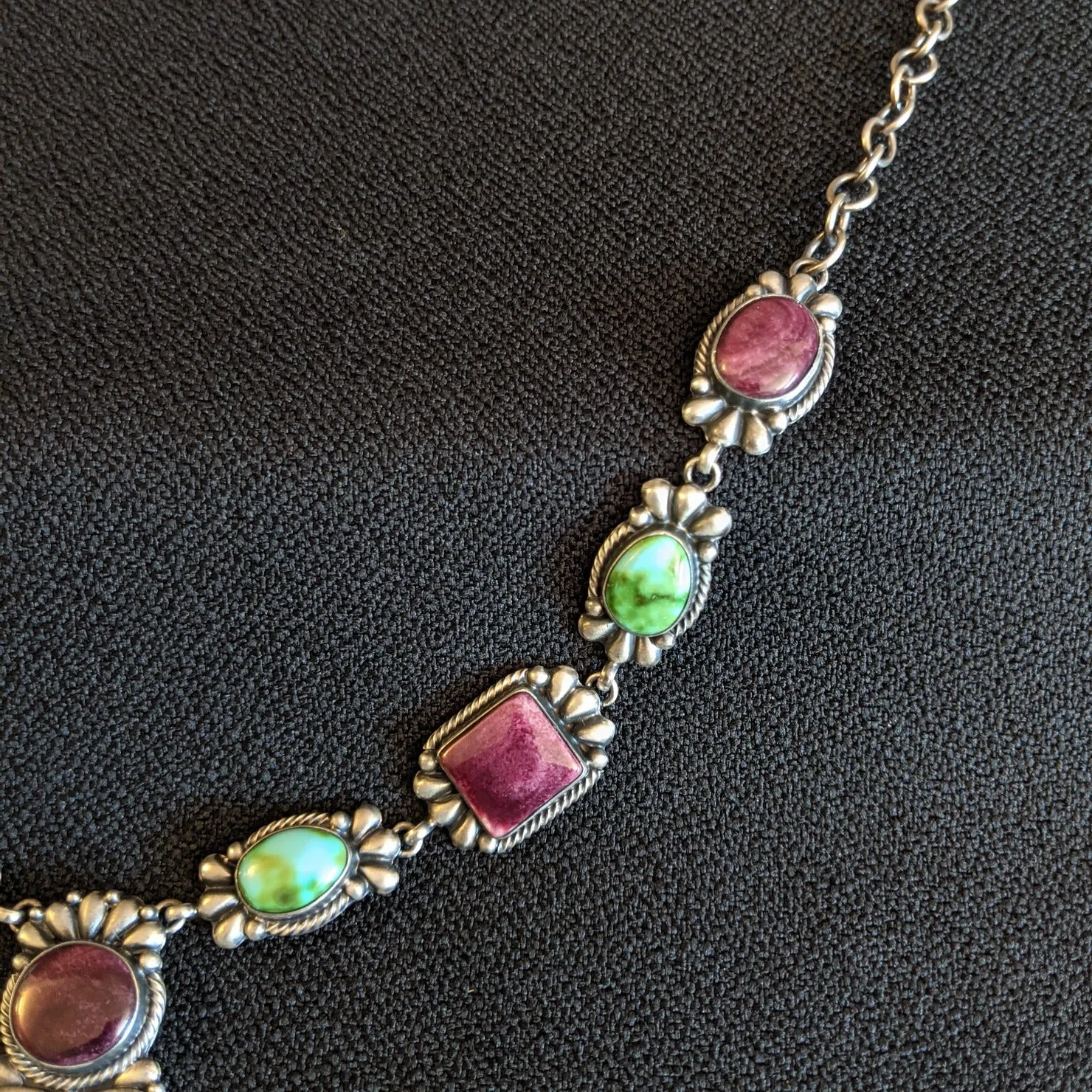 Sonoran Gold Turquoise & Purple Spiny Oyster Necklace Set by D. Wylie GJ-JWS-0015