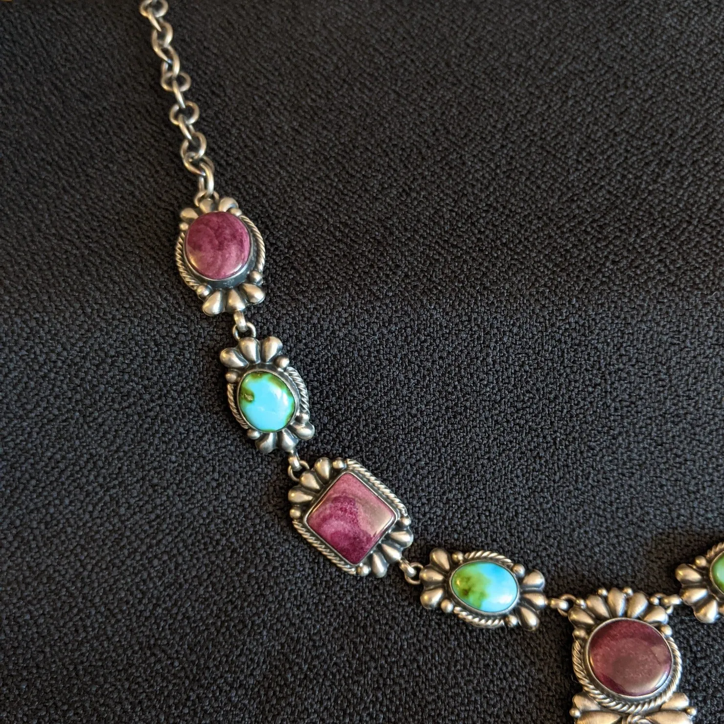 Sonoran Gold Turquoise & Purple Spiny Oyster Necklace Set by D. Wylie GJ-JWS-0015