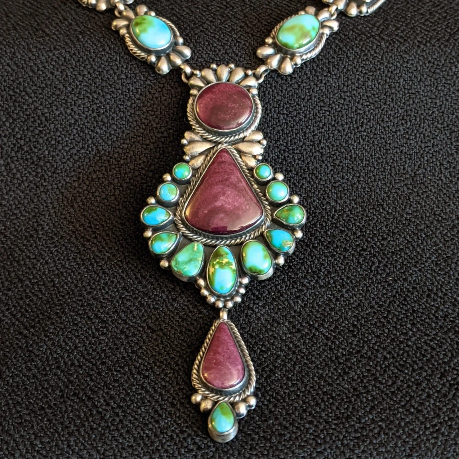 Sonoran Gold Turquoise & Purple Spiny Oyster Necklace Set by D. Wylie GJ-JWS-0015