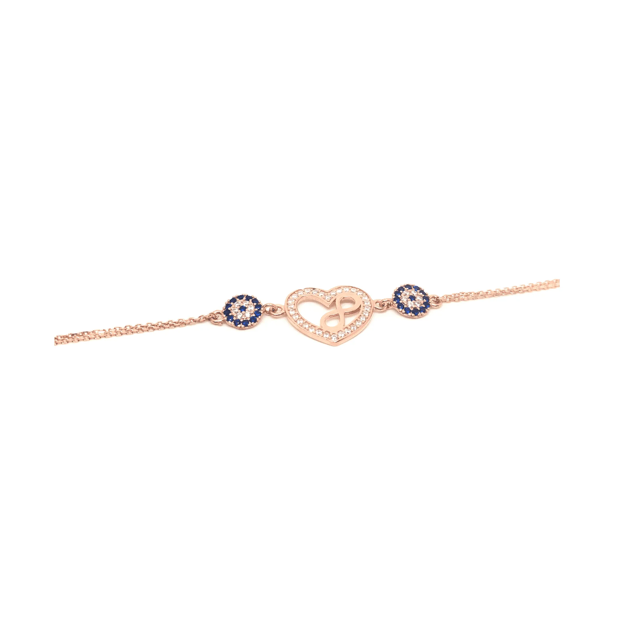 Sterling Silver and Rose Gold Bracelet with Infinity Heart